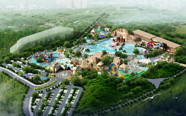 水主題公園項目旅游策劃咨詢公司:橫店夢幻谷水世界旅游規(guī)劃鳥瞰圖